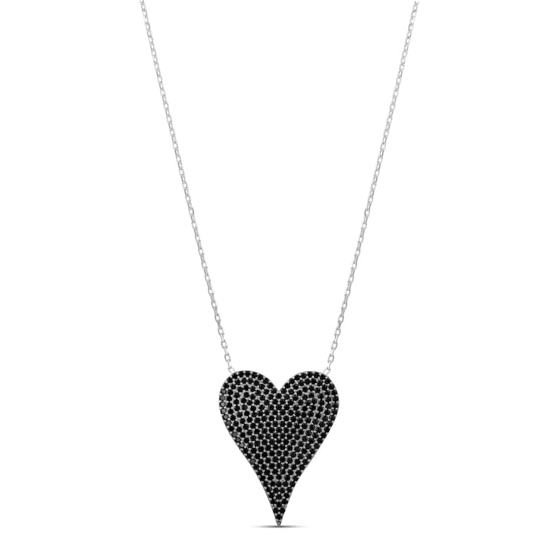 SHYMI Large Pave Heart - Silver & Black