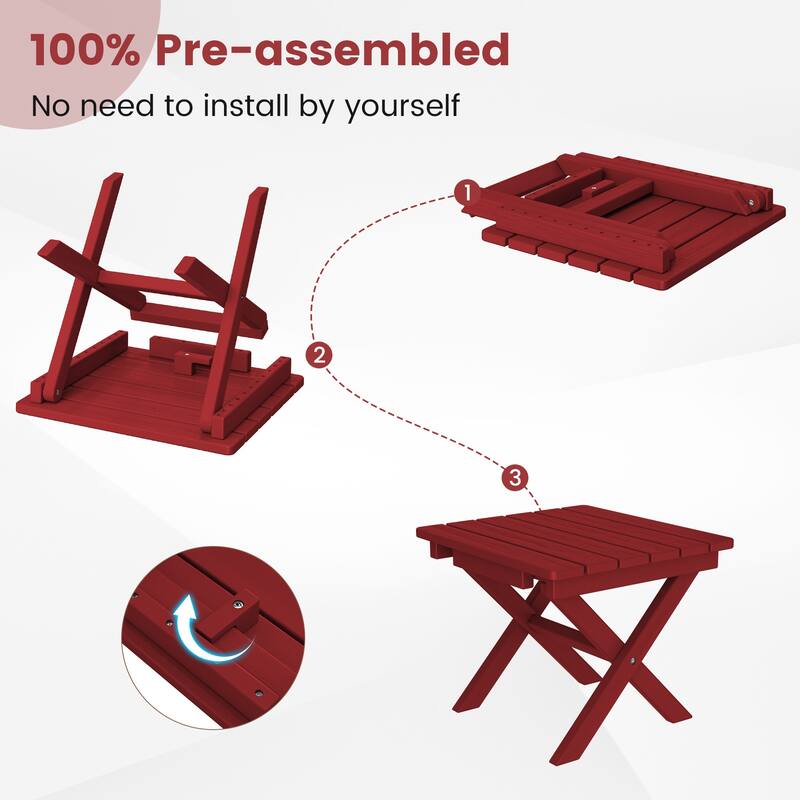 Outdoor Patio HDPE Foldable Side Table, Waterproof & Weather Resistant