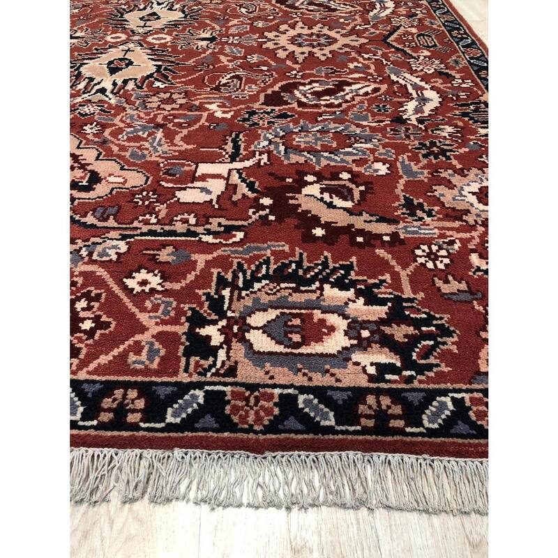 Hand-Knotted Wool Handloom Flat Weave Durrie Rug, 6' x 9', Blue Area Rug, Contemporary Soft Texture for Living Rooms - L