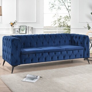 Modern Couch Square Arm 3 Seater Sofa Removable Cushion, Living Room ...