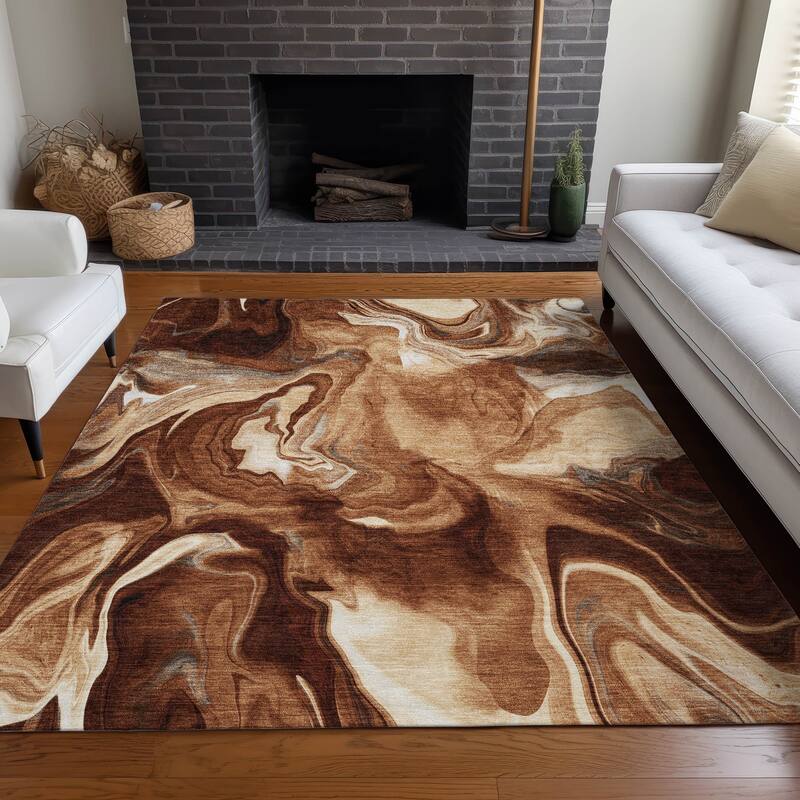Premium Washable Super Soft Abstract Mayfield Rug - Paprika - 5' x 7' 6" - Rectangle