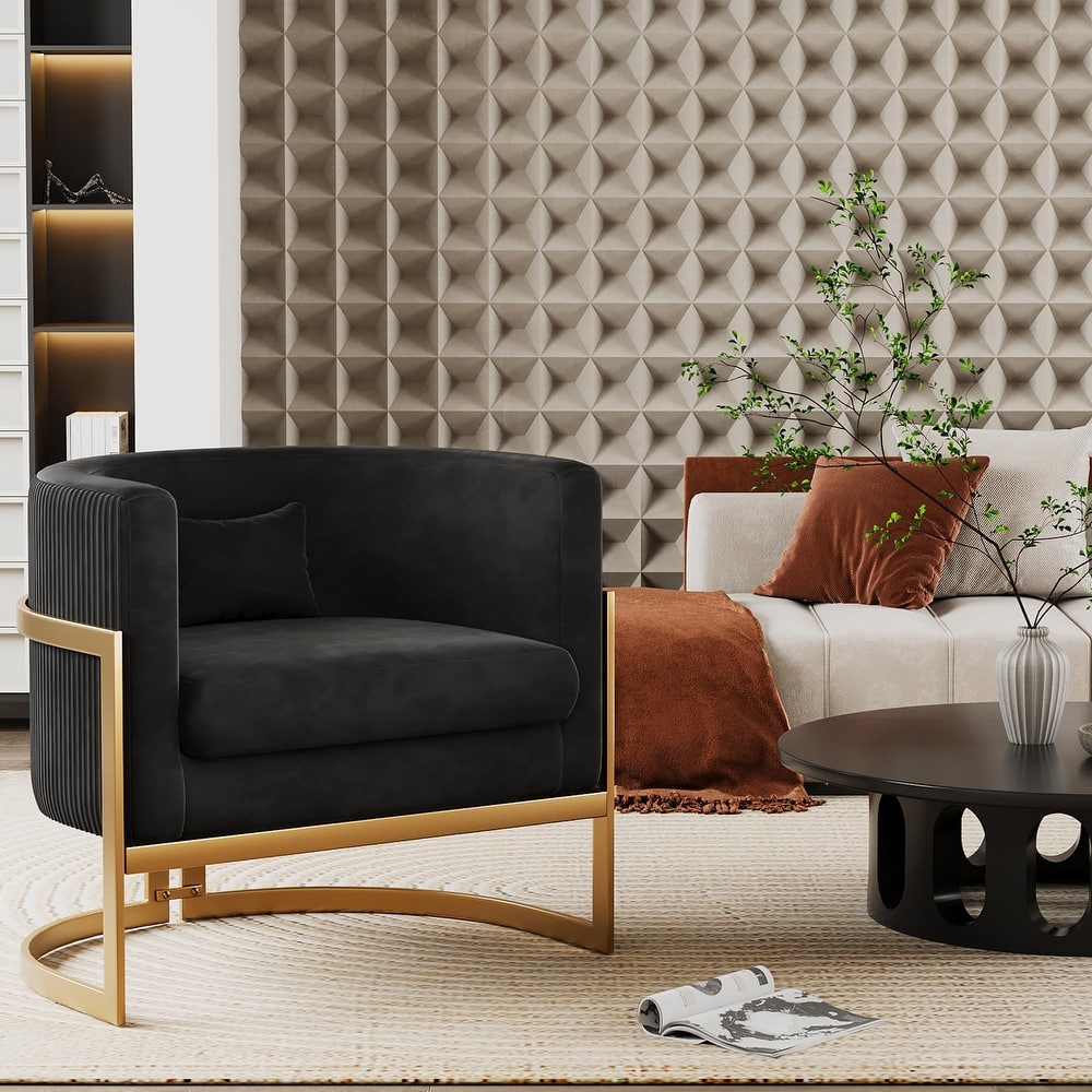 Accent Chair, Velvet Barrel Chair Modern Arm Chair for Living Room