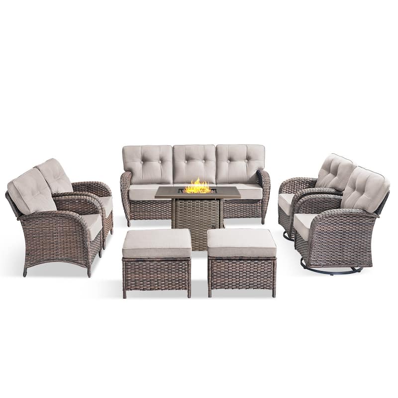 Pocassy Ooutdoor Fire Pit Table with Patio Funiture
