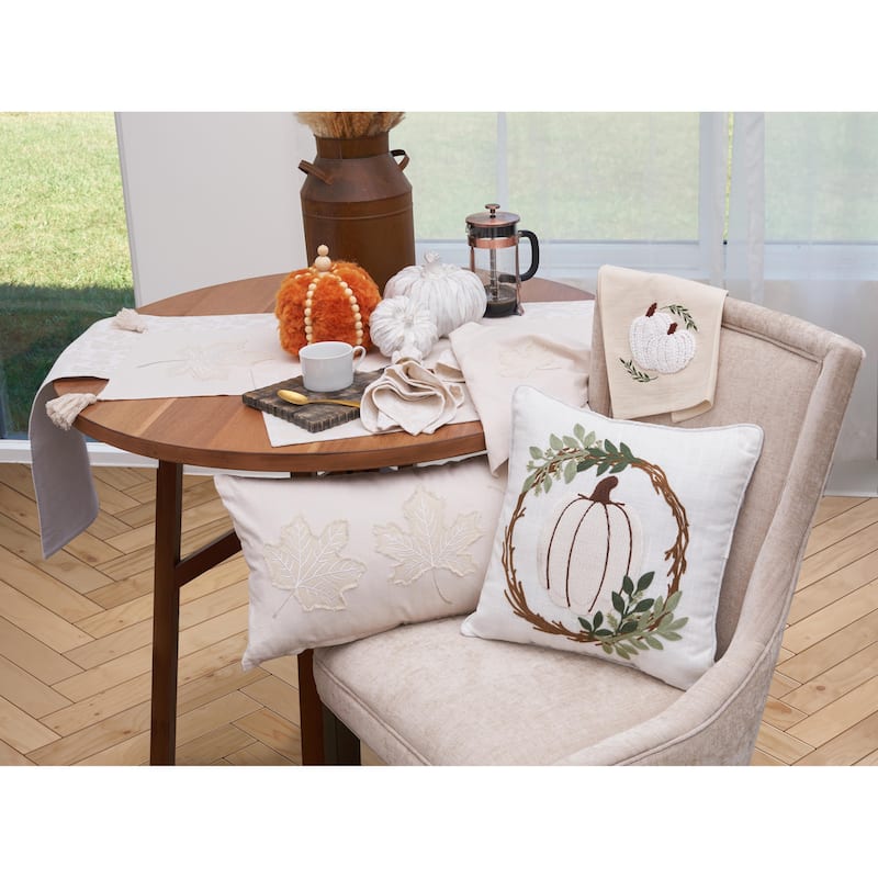 Neutral Maple Leaves Placemats Set of 6, 14" x 20"