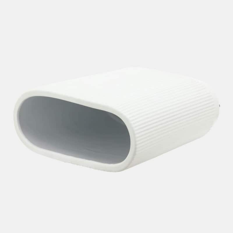 Ceramic Ridged Tabletop Vase - 12" - White