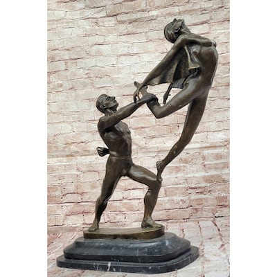Bronze Dancing Couple Sculpture – Elegant Romantic Dance Statue For Home Or Studio Decor