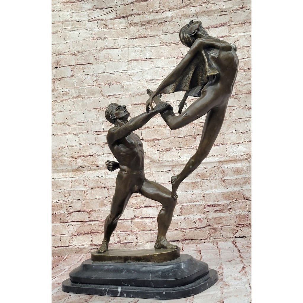 Bronze Dancing Couple Sculpture – Elegant Romantic Dance Statue For Home Or Studio Decor