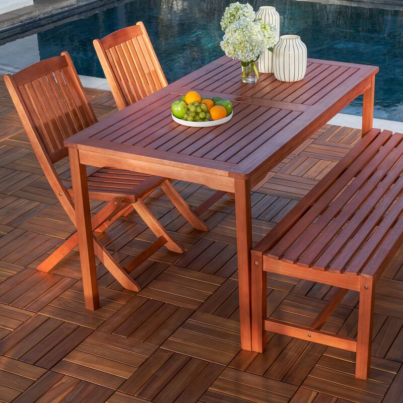 Lucius Reddish Brown Folding Bistro Table and Chair Dining Set