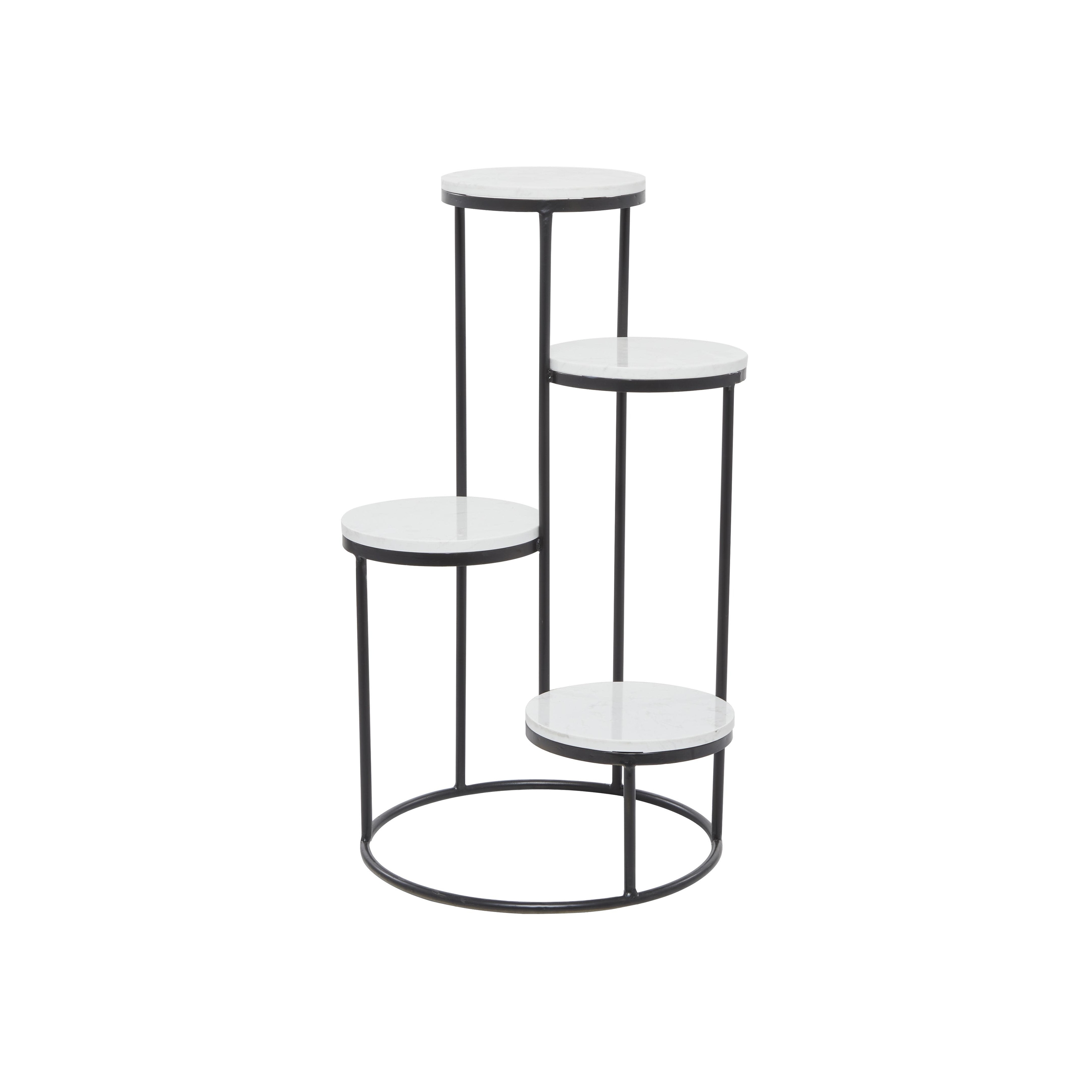 Marble 4 Tier Indoor Plantstand with Black Base - White - Roche River Decor