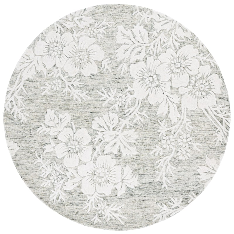 SAFAVIEH Handmade Glamour Veselina Modern Wool & Viscose Rug - 6' Round - Green/Ivory