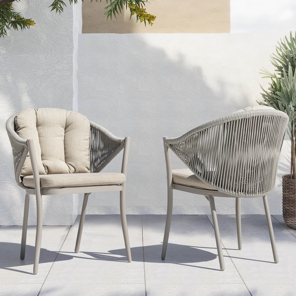 Two PCS Assembled Wicker chairs with cushions