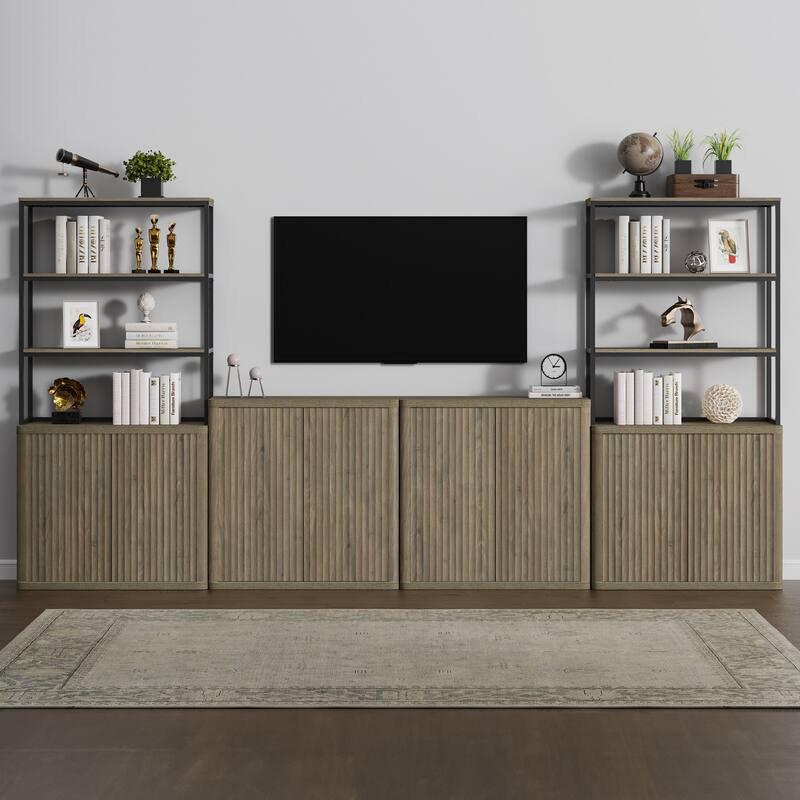 70.8"H Shelving Unit with 2 Doors:Transforming Kitchen and Study Spaces