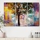 preview thumbnail 1 of 4, Designart 'Couple Walking in Rain' Cottage 3 Panels Oversized Wall CLock - 36 in. wide x 28 in. high - 3 panels