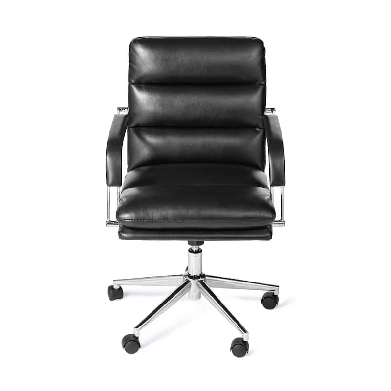 Glitzhome Modern Faux Leather Mid Back Swivel Height Adjustable Padded Office Chair