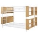 preview thumbnail 8 of 14, White Metal & Wood Full Size Bunk Bed ,Storage Platform Beds with Ladder and Shelves