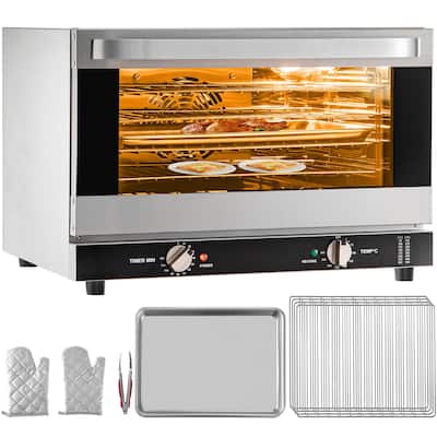 Commercial Convection Oven with Front Glass Door, Electric Baking Oven with Trays Wire Racks Clip Gloves - 47L/43Qt