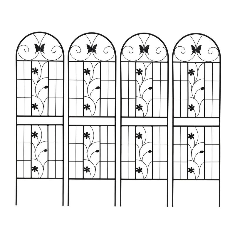 2 Pack Metal Garden Trellis Rustproof Trellis for Climbing Plants Outdoor Flower Support Dragonfly Deco Black