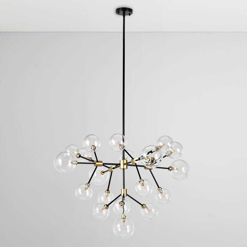 Timothy 20-Light Iron and Glass Chandelier by Kosas Home - 32Hx39Wx39D