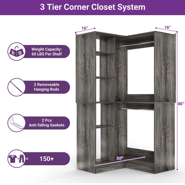 ncloset ページ Unikito 36'' Freestanding Corner Closet System with 2