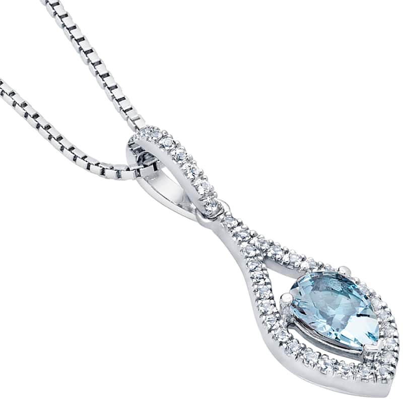14k White Gold Aquamarine Pendant 0.86 ct