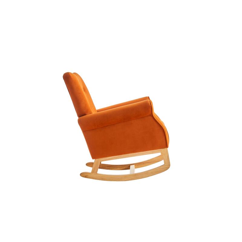 Velvet Nursery Rocking Chair with High Back