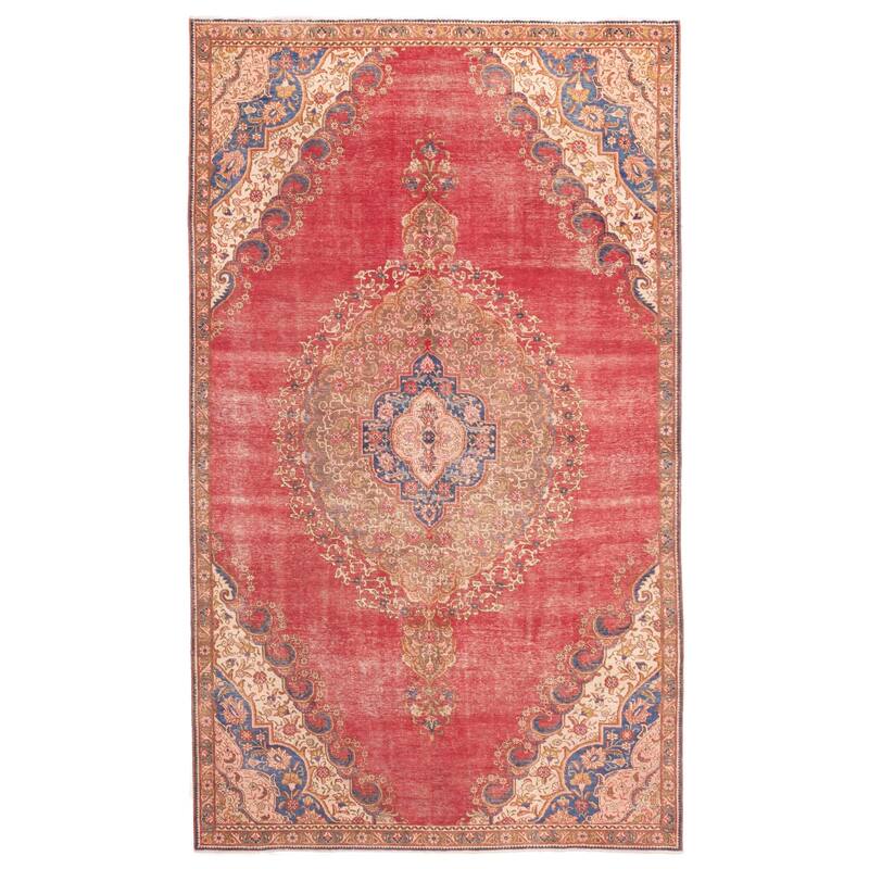 ECARPETGALLERY Hand-knotted Antalya Vintage Red Wool Rug - 7'7 x 13'1