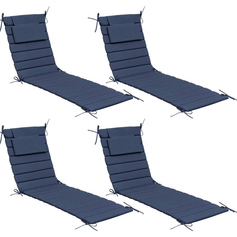 Outdoor Chaise Lounge Cushion Quilted Patio Sun Lounger Pad with Straps
