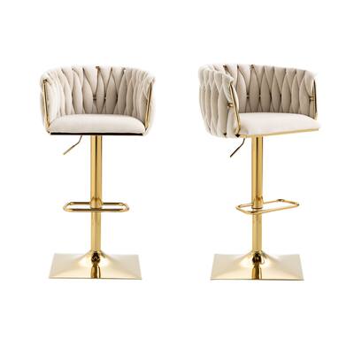 Vintage Bar Stools With Back And Footrest Counter Height Dining Chairs 2Pc/Set