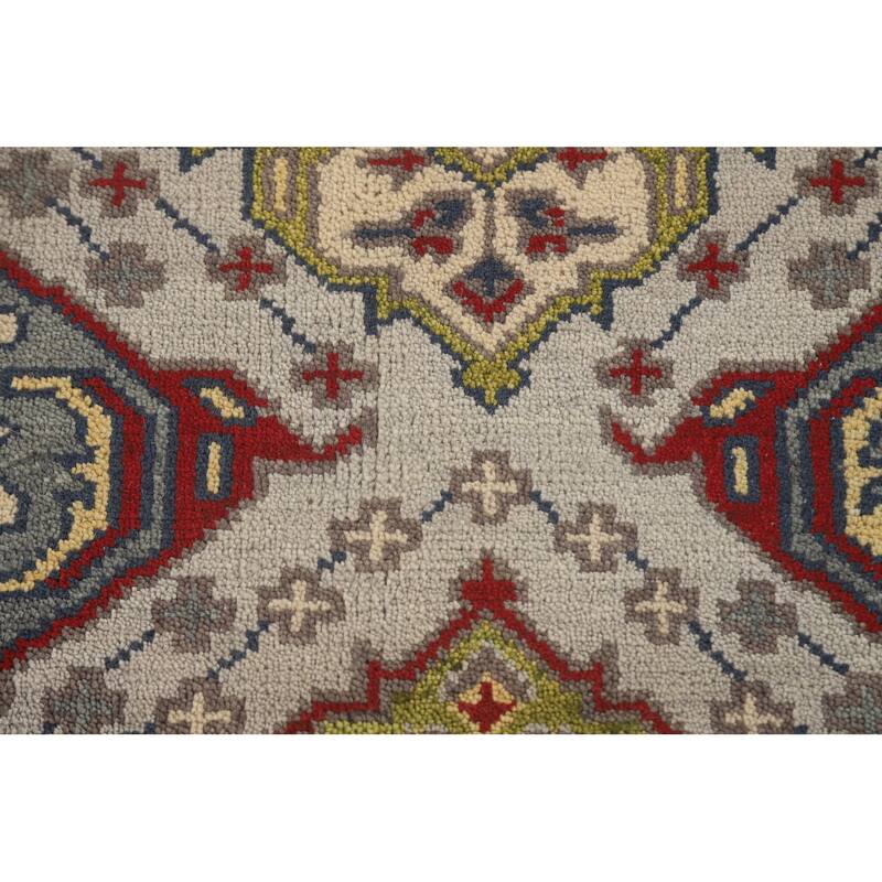 Traditional Grey Kazak Runner Rug Hand-Knotted Wool Carpet - 2'6" x 9'10"