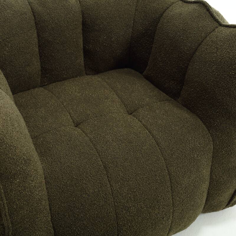 Extra-Large Chenille Bean Bag Chair with Footstool, Comfy Bean Bag Sofa for Adults, High Resilient Foam Square Lazy Sofa