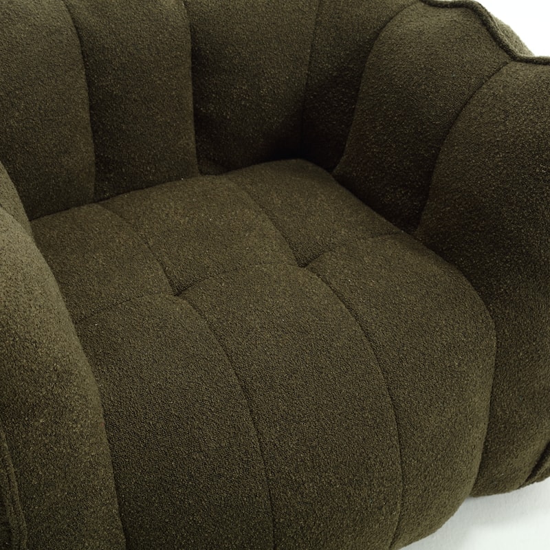 Olive Green Modern 42.5" Chenille Upholstered Buttons Tufted Accent Chair with Ottoman for Living Room