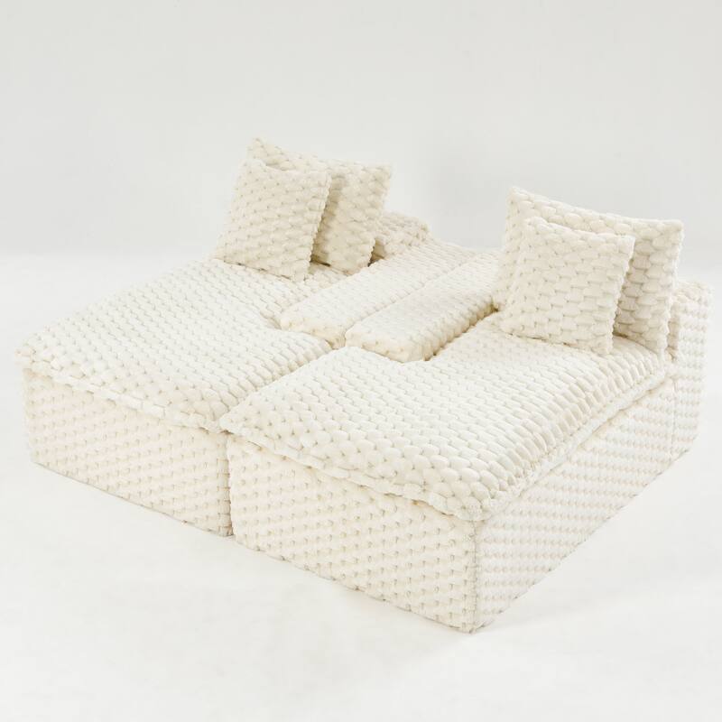 Double Chaise Lounge Sofa Turtle Velvet Sectional Sofa Set Lazy Sleeper Sofa, Full Compressed Sponge