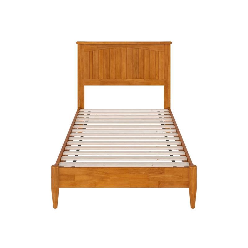 Low Profile Wood Platform Bed - Twin Size Bed Frame with USB Ports & Headboard