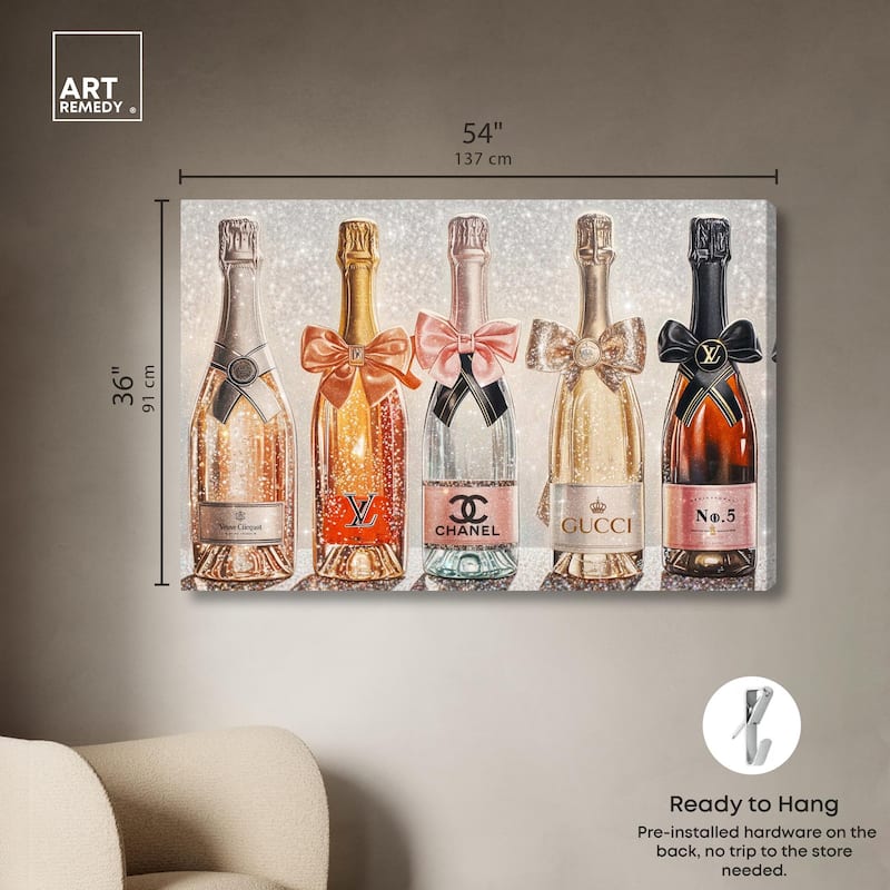 Champagne Bottles Glitz Canvas by Art Remedy, Gallery Wrapped