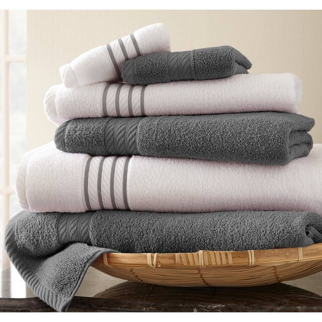 Modern Threads Quick Dry Stripe 6-piece Towel Set - Platinum