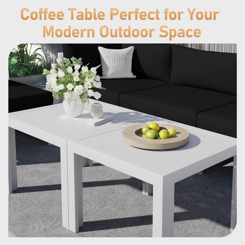 FINCATI 10-Piece Aluminum Patio Furniture Set, Outdoor Sectional Sofa with Cushions and Coffee Tables