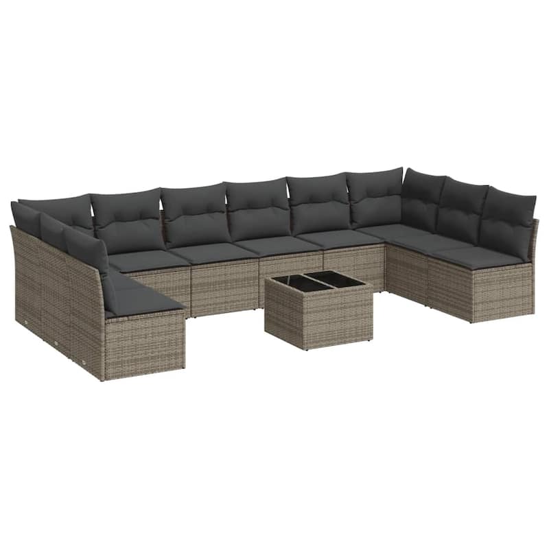 vidaXL Garden Sofa Set Grey PE rattan Large Adjustable Feet - 21.7 x 21.7 x 14.6