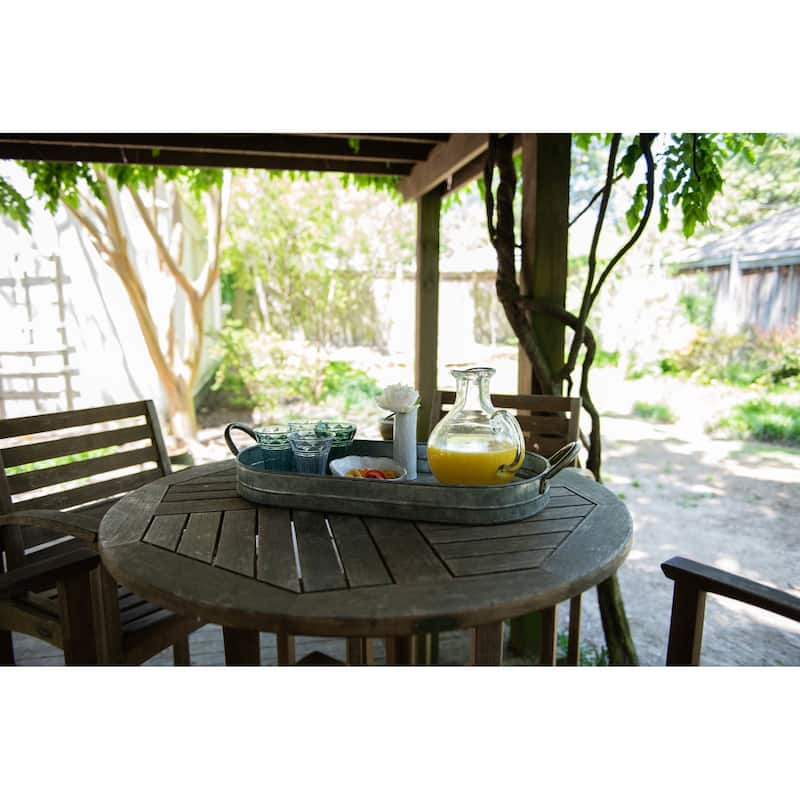 Galvanized Metal Tray with Handles