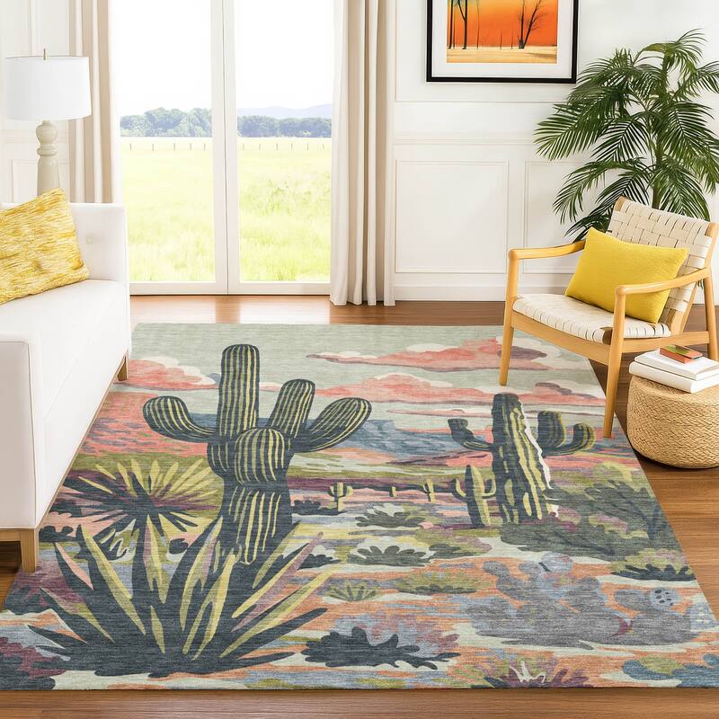 Machine Washable Indoor/ Outdoor Southwestern Mesa Chantille Rug