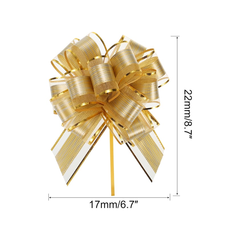 20pcs Large Pull Bow Gift Wrapping Bows Ribbon Organza - Champagne Gold - 7 Inch