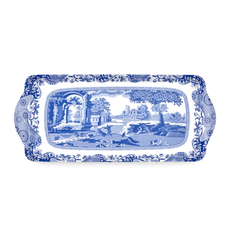 Pimpernel Blue Italian Melamine Sandwich Tray - 15.25" x 6.5" - 15.25" x 6.5"