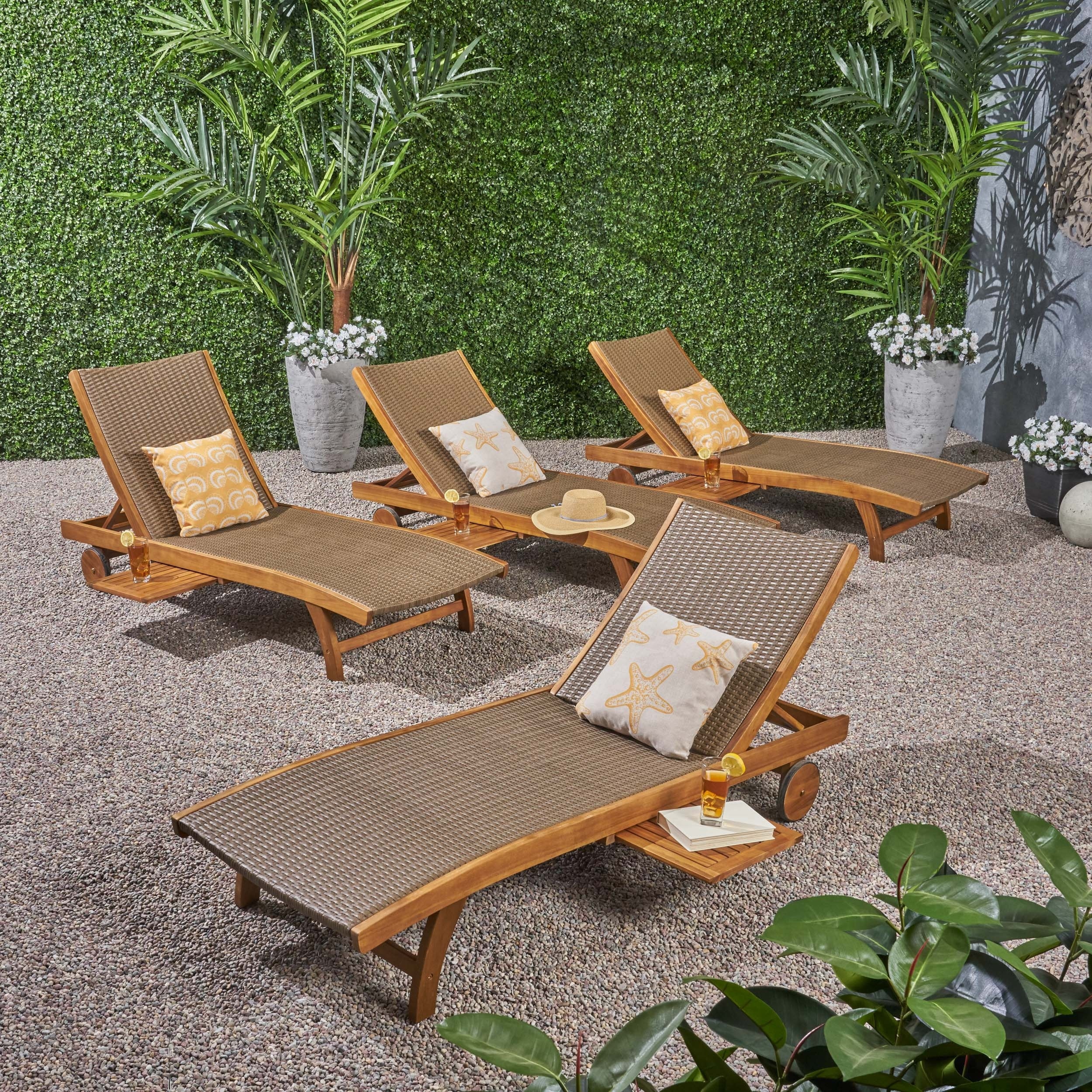 Chaise lounge set of 4 best sale