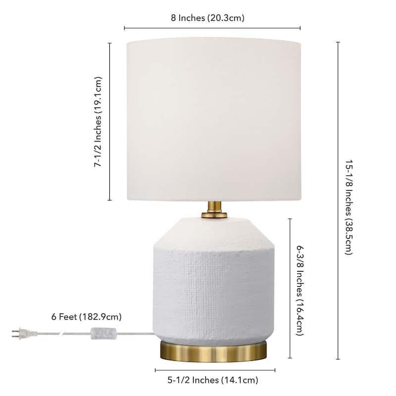 Esther 15" Tall Textured Ceramic Mini Lamp with Fabric Shade - 5.5" Wide