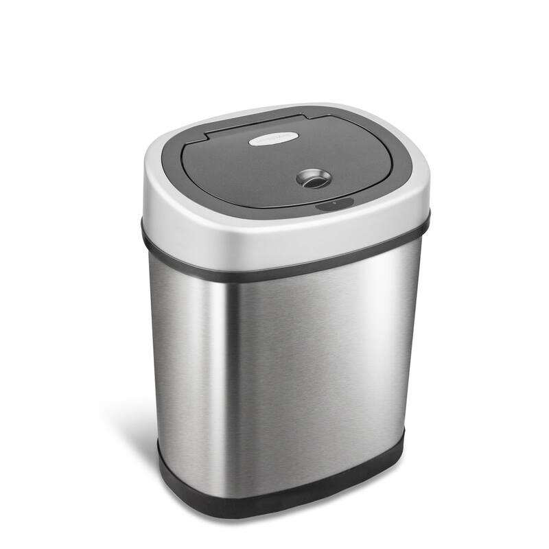 NINESTARS 3.2 Gallon Stainless Steel Oval Motion Sensor Trash Can - 3.2 Gallons - Silver