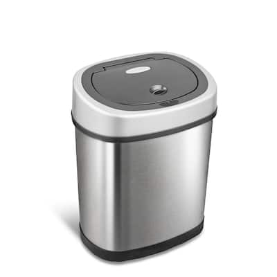 NINESTARS 3.2 Gallon Stainless Steel Oval Motion Sensor Trash Can