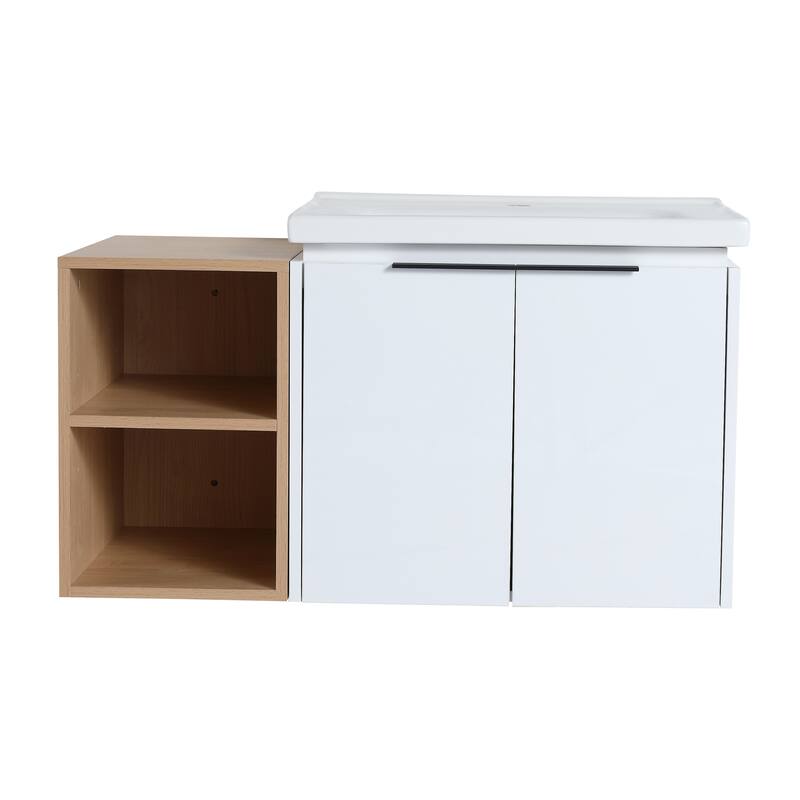 GDFStudio - Emerson Stylish Wall-Mounted Bathroom Vanity with Soft-Close Doors and Ceramic Sink