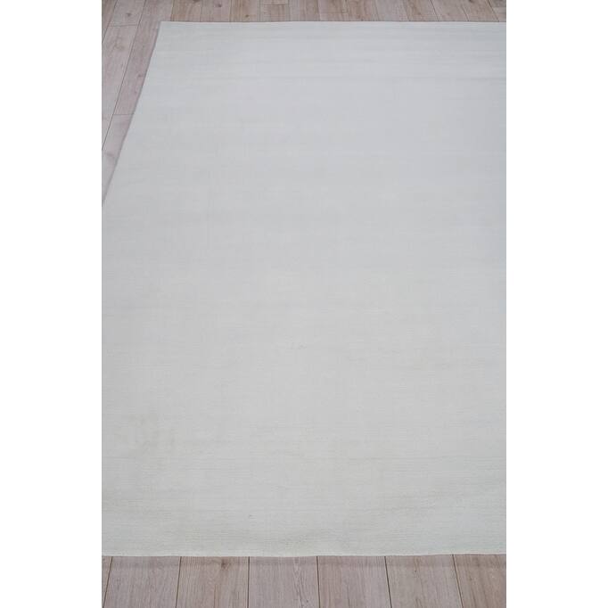 Exquisite Rugs Velutto Modern Handmade Handloomed Silky Nylon White Area Rug