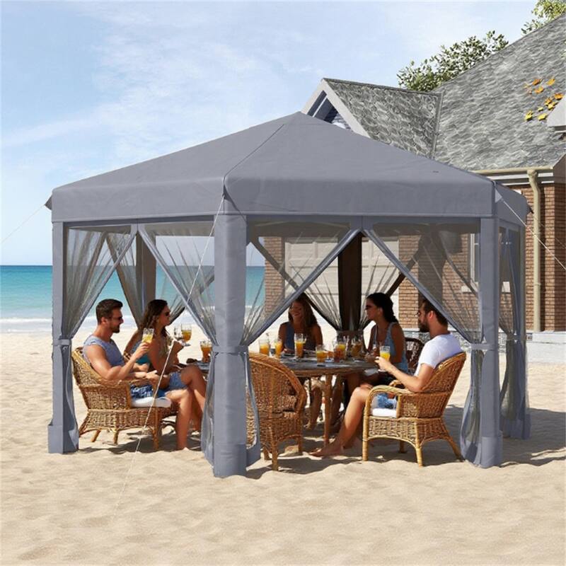 Hexagonal Pop Up Tent Gazebo, Heavy Duty Outdoor Canopy Tent