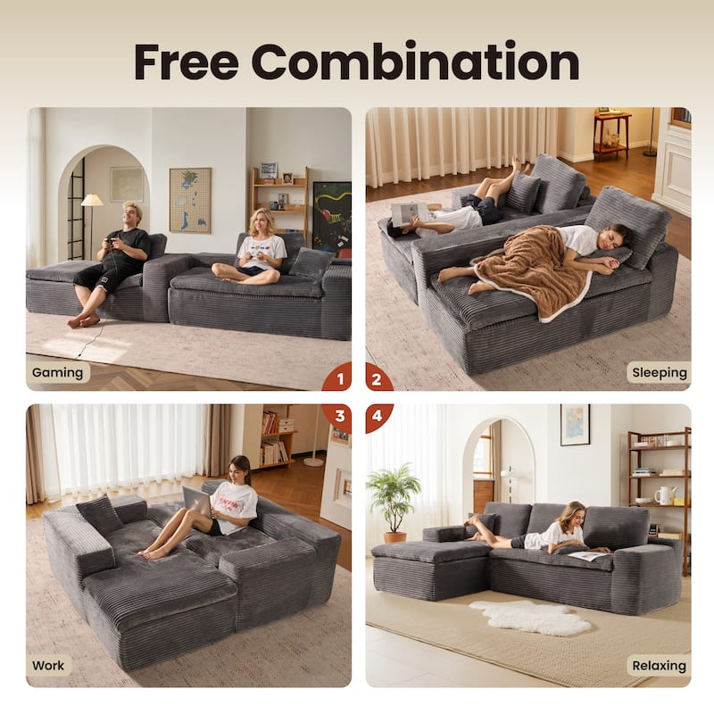 OVIOS No-Assembly L-Shaped Chaise Sofa