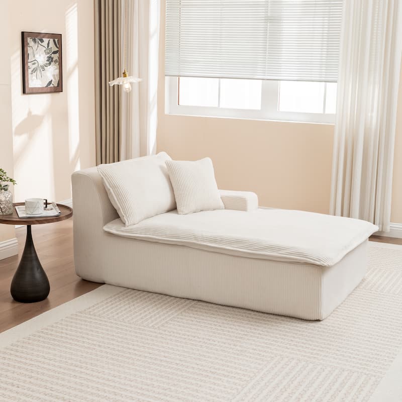 Oversized Chaise Lounge Chair, Upholstered Sofa Bed for Living Room, Corduroy Sleeper Couch Comfy Recliner Bedroom Reading Seat